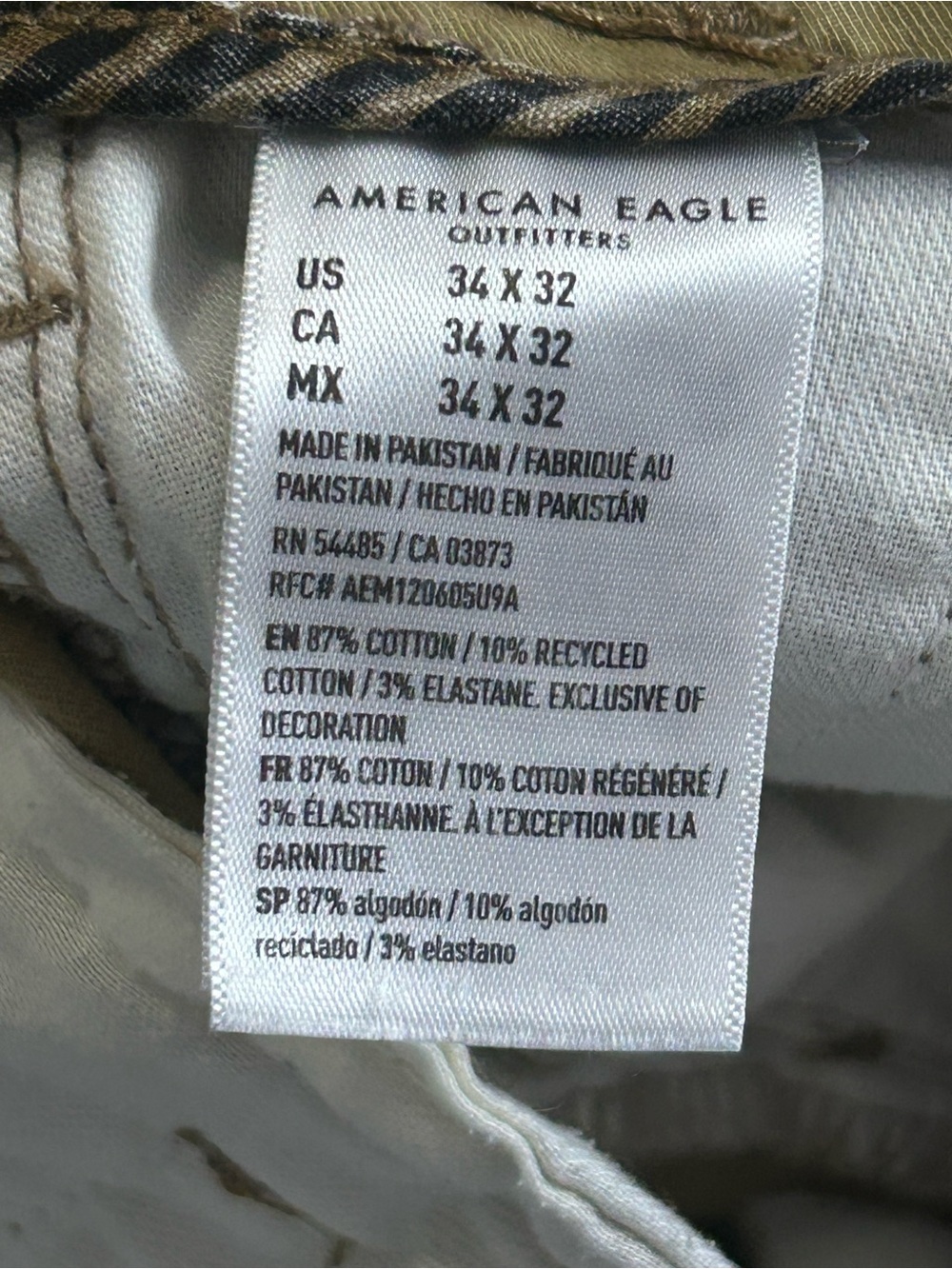 American Eagle Pants Mens 34x32 Beige Next Level Flex Original Straight Chino - Picture 5 of 10